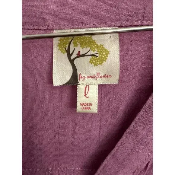 Fig and Flower purple boho button down top & lace sleeve detailing size Large - Picture 4 of 7
